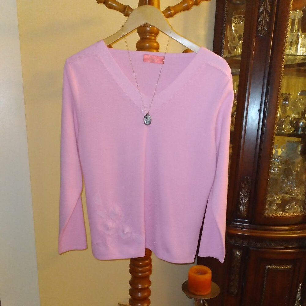 Elegant Sweater, Unique handmade Applications, Made in Europe, Size - L